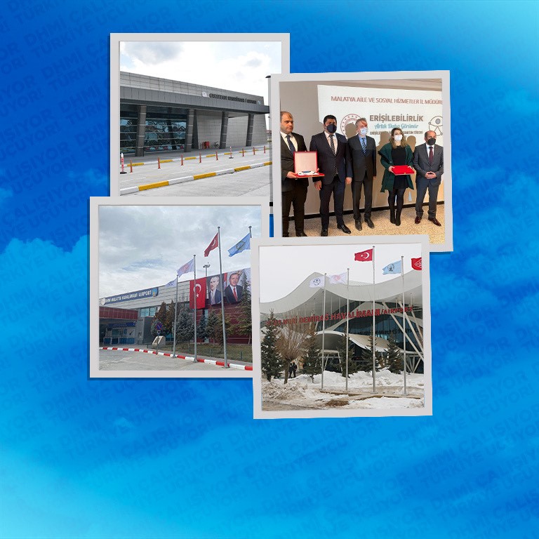 HAVALİMANLARIMIZA ERİŞİLEBİLİRLİK LOGOLU BAYRAKLAR ASILDI