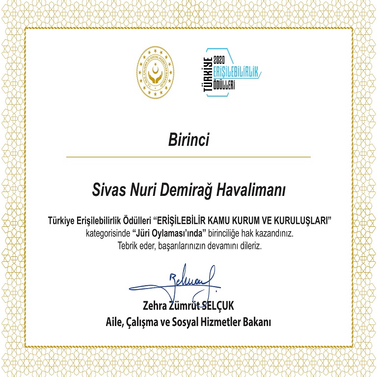 HAVALİMANIMIZA BÜYÜK ÖDÜL