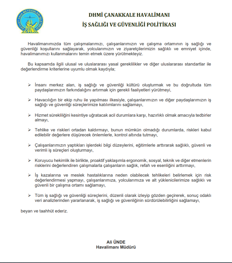 Çanakkale Havalimanı İSG Politikası.png